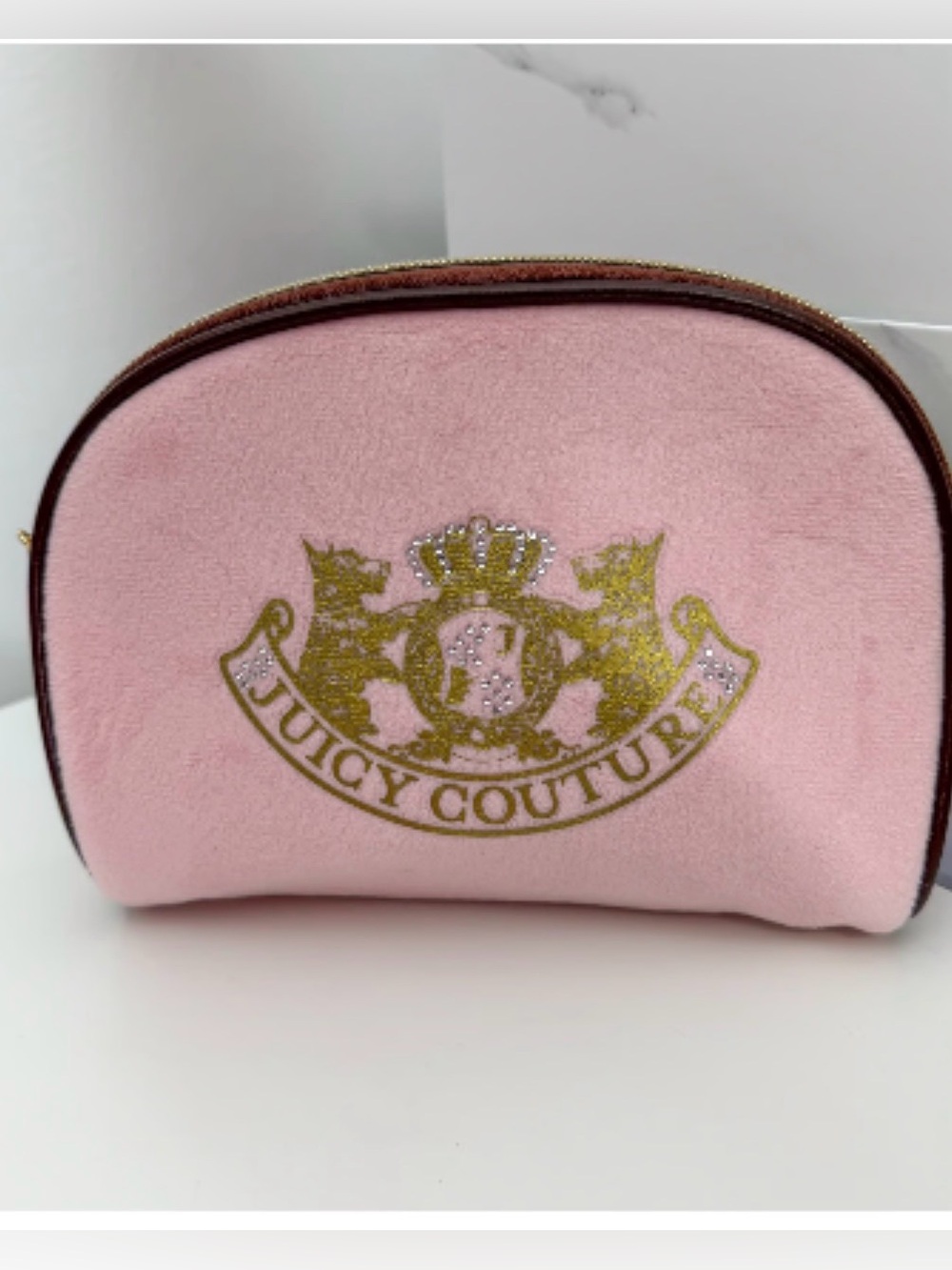 Juicy Couture Light Pink Velvet Logo Makeup Case